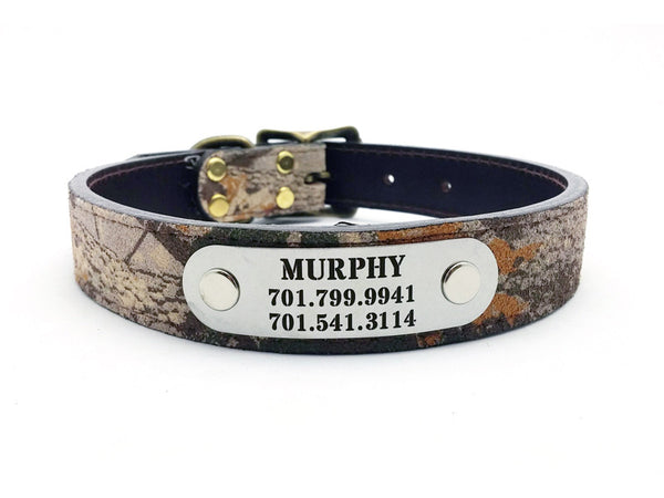 Personalized Dog Collar - Custom Leather Dog Collar with Engravable  Nameplate - Durable Name Tag Collar - Customizable Dog Collar - Comfortable  ID