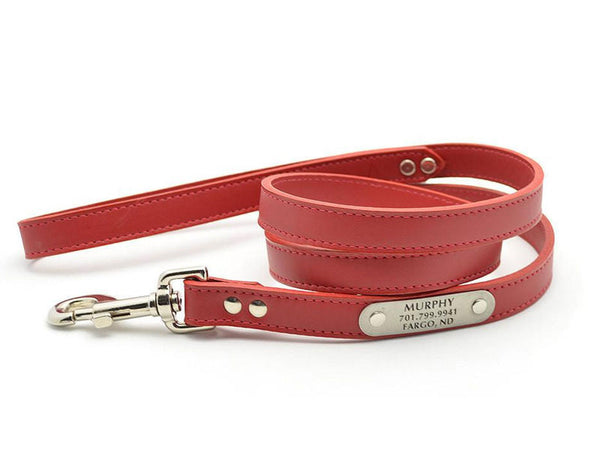 Salmon Pink Leash - Luxurious leather dog leash in salmon pink