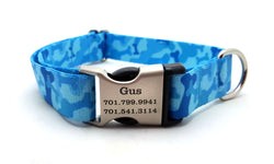 Camo Bones Polyester Webbing Dog Collar with Laser Engraved Personalized Buckle - Flying Dog Collars