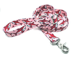 Pink Sharks Polyester Webbing Adjustable Handle Leash