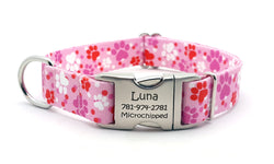 Puppy Love Polyester Webbing Dog Collar with Laser Engraved Personalized Buckle - Flying Dog Collars