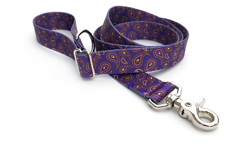 Purple Paisley Adjustable Handle Leash