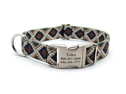 Rattlesnake Polyester Webbing Dog Collar with Laser Engraved Personalized Buckle - Flying Dog Collars