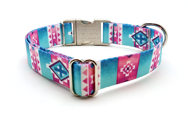 Albuquerque Polyester Webbing Dog Collar with Laser Engraved Personalized Buckle - Flying Dog Collars