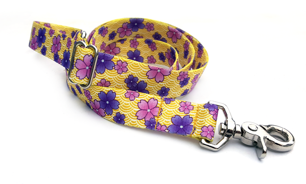 April Blossoms Purple Polyester Adjustable Handle Leash