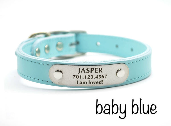 Leather Dog Collar with Personalized Nameplate - Flying Dog Collars