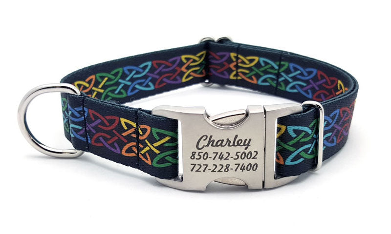 Celtic Pride Polyester Webbing Dog Collar with Laser Engraved Personalized Buckle - Flying Dog Collars