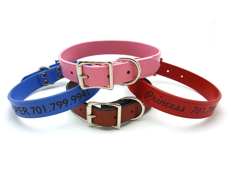 Laser Engraved Classic Leather Dog Collar - Flying Dog Collars