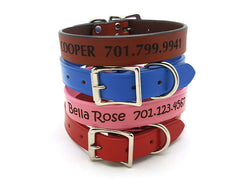Laser Engraved Classic Leather Dog Collar - Flying Dog Collars