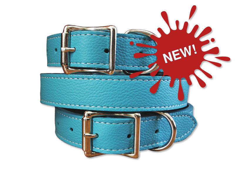 Italian Leather Dog Collar with Laser Engraved Nameplate - $36-$49 - Flying Dog Collars