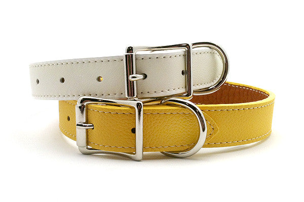 Italian Leather Dog Collar with Laser Engraved Nameplate - $36-$49 - Flying Dog Collars