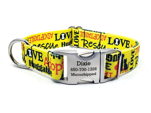 LOVEABLE RESCUE YELLOW | DOG COLLAR