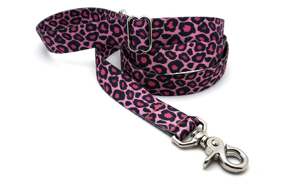 Pink Leopard Adjustable Handle Leash