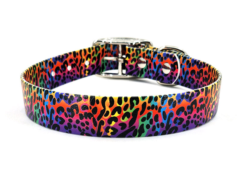 Rainbow Leopard No-Stink Waterproof Collar
