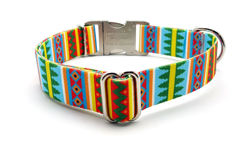 Spring Pines Polyester Webbing Dog Collar with Laser Engraved Personalized Buckle - Flying Dog Collars