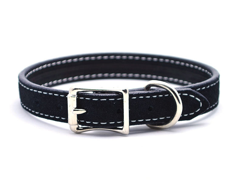 Suede Leather Dog Collar with Laser Engraved Nameplate - Flying Dog Collars