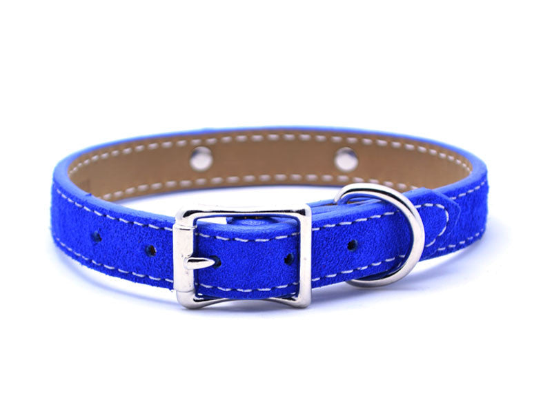 Suede Leather Dog Collar with Laser Engraved Nameplate - Flying Dog Collars