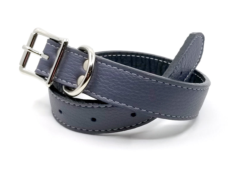 Italian Leather Dog Collar with Laser Engraved Nameplate